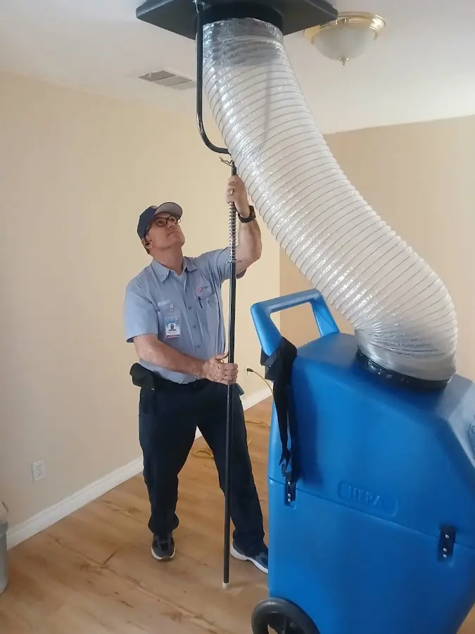 Mini Split Installation technician using HEPA equipment in El Cajon